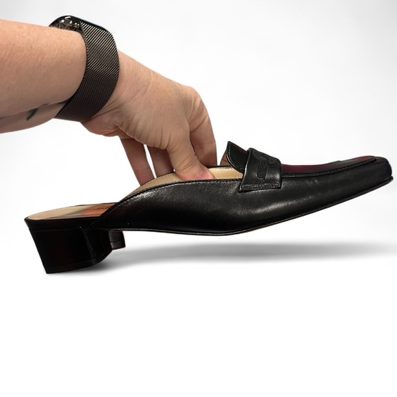 Salvatore Ferragamo Marcella Black Leather Mules with Leather Soles Size 7 3A - Picture 7 of 10